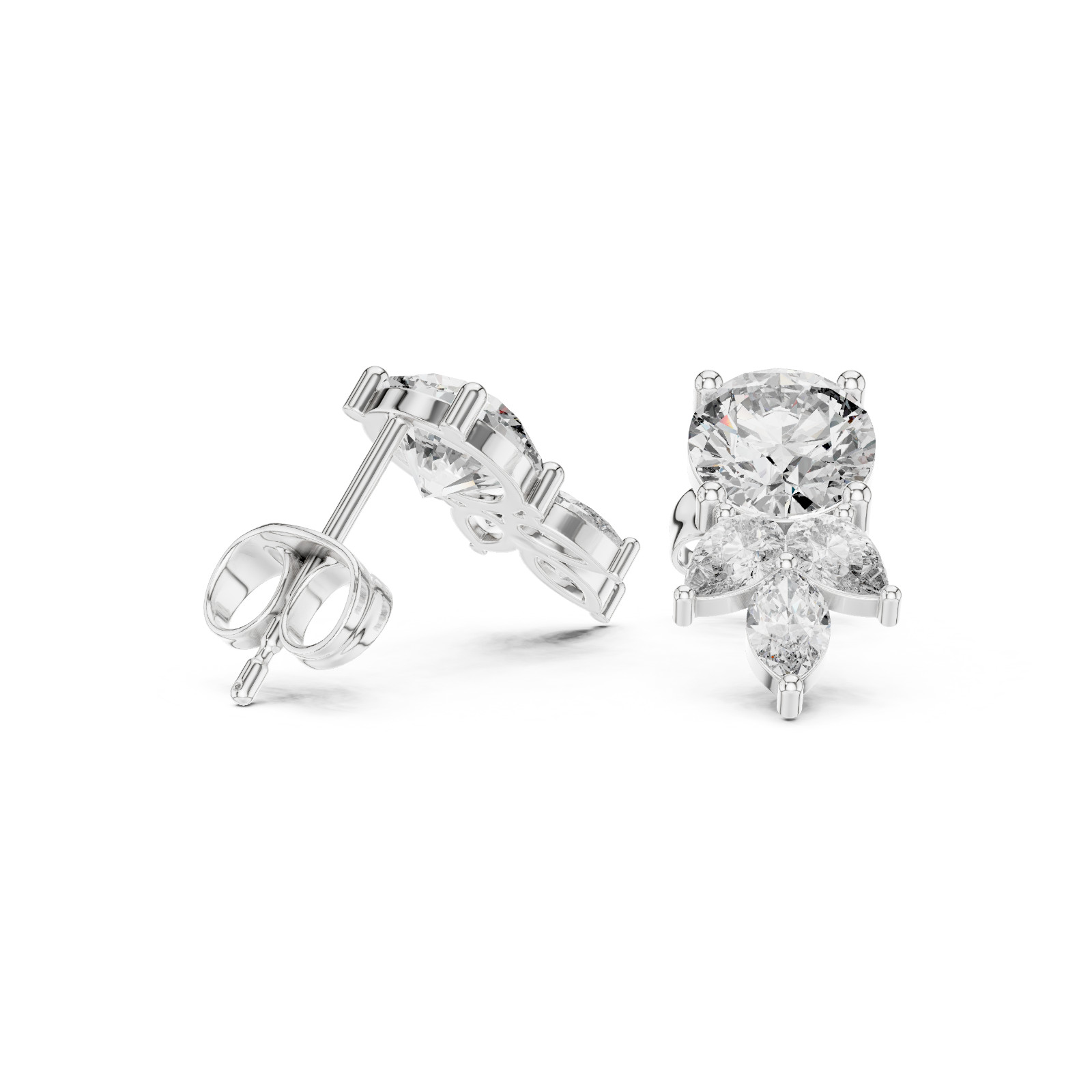TCW 2.5 Ct Natural Diamond Round Elegance Precision Studs Earrings 14k Gold Over