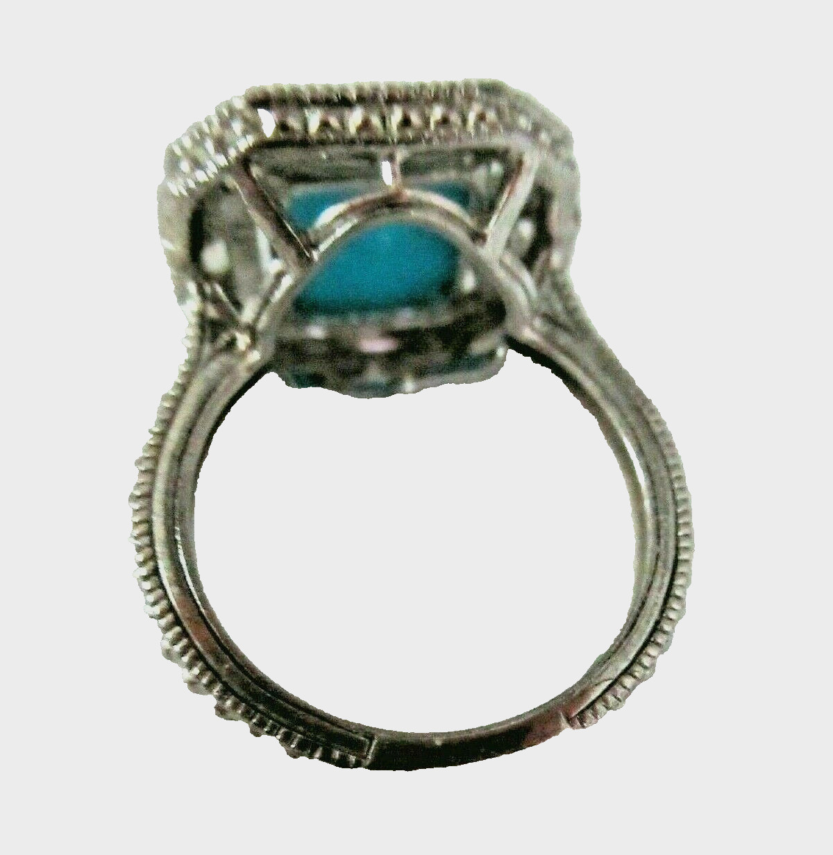 Judith Ripka Sterling Turquoise Doublet & Rock Quartz Avery Ring Sz 6 to 6 1/4