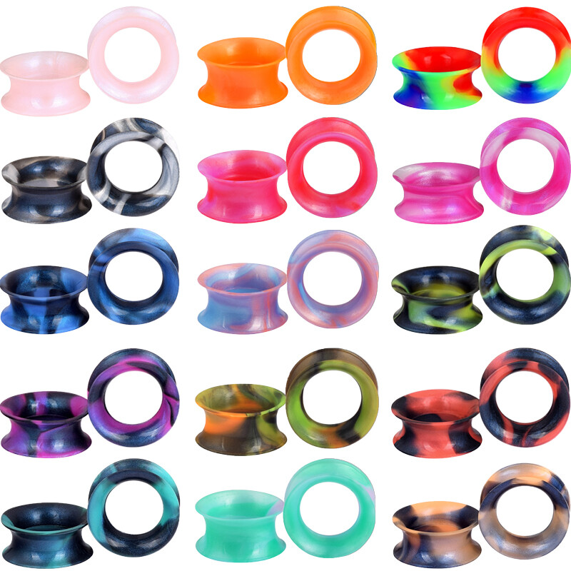1 Pair Thin Silicone Ear Skin Tunnels Plugs Gauges Earskin Earlets Flesh Gauges