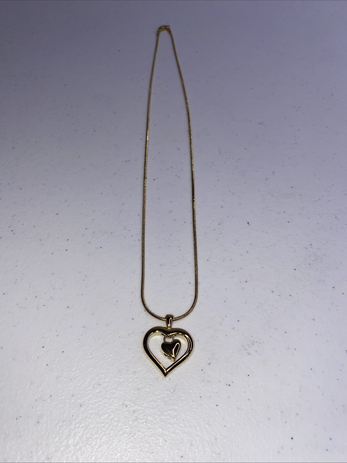 12K Gold Filled Heart Pendant Necklace 1/20 GF Gift Box New