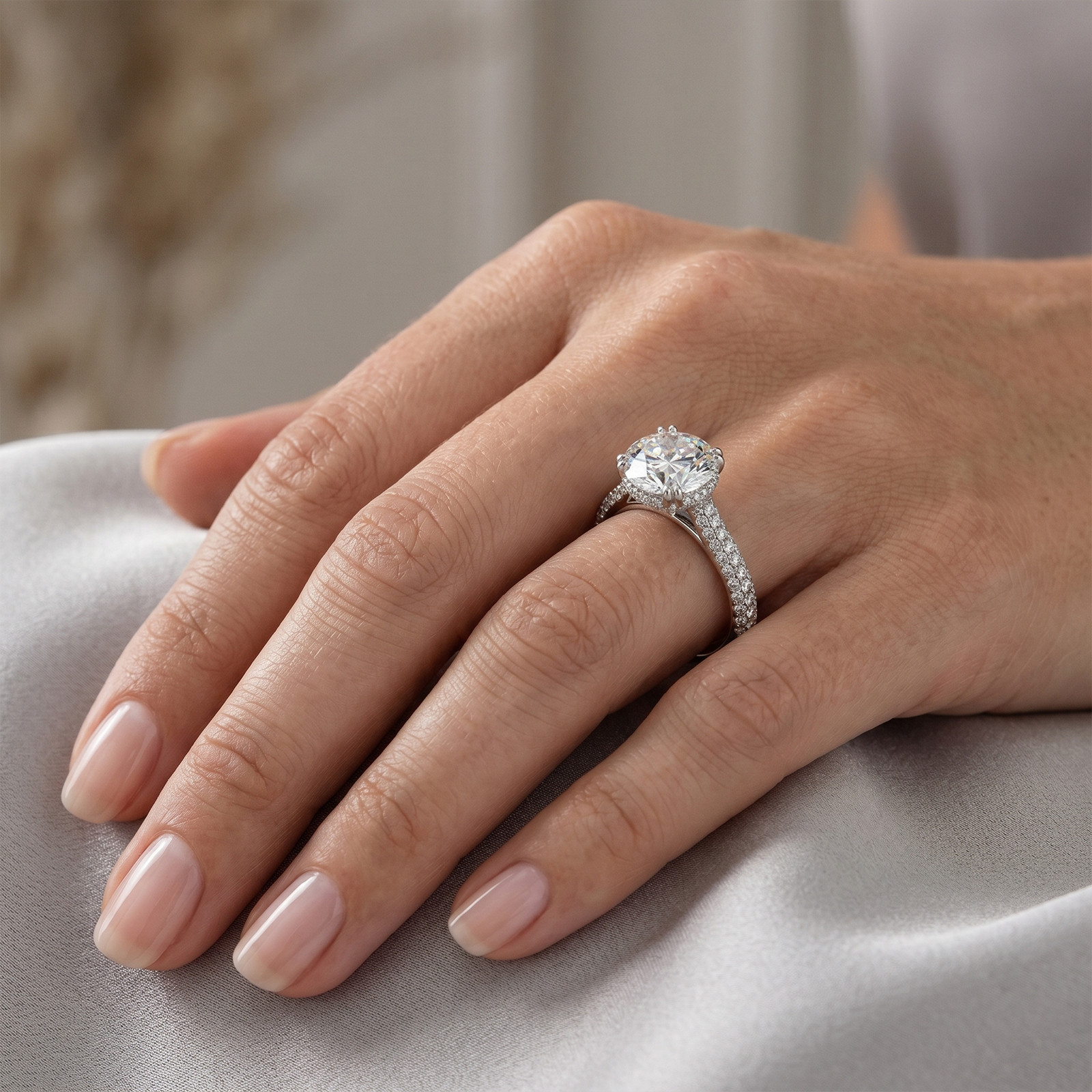 Diamond Engagement Ring 2.75 Ct Lab Grown E F VVS 18K White Gold IGI Round Cut