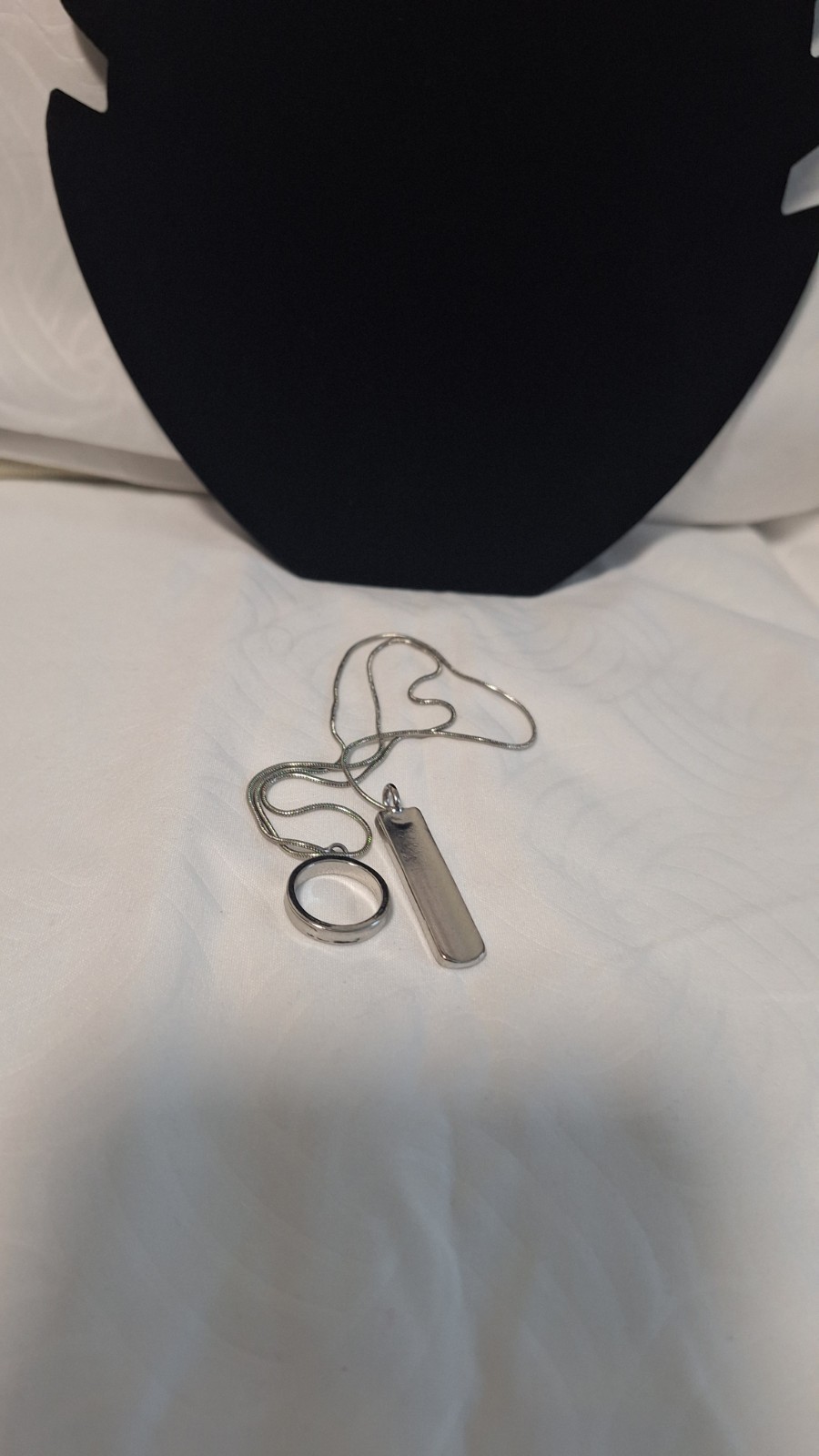 Silver Tone Lariat Y-Drop Round Ring Bar Pendant Cable Chain Necklace No Stone