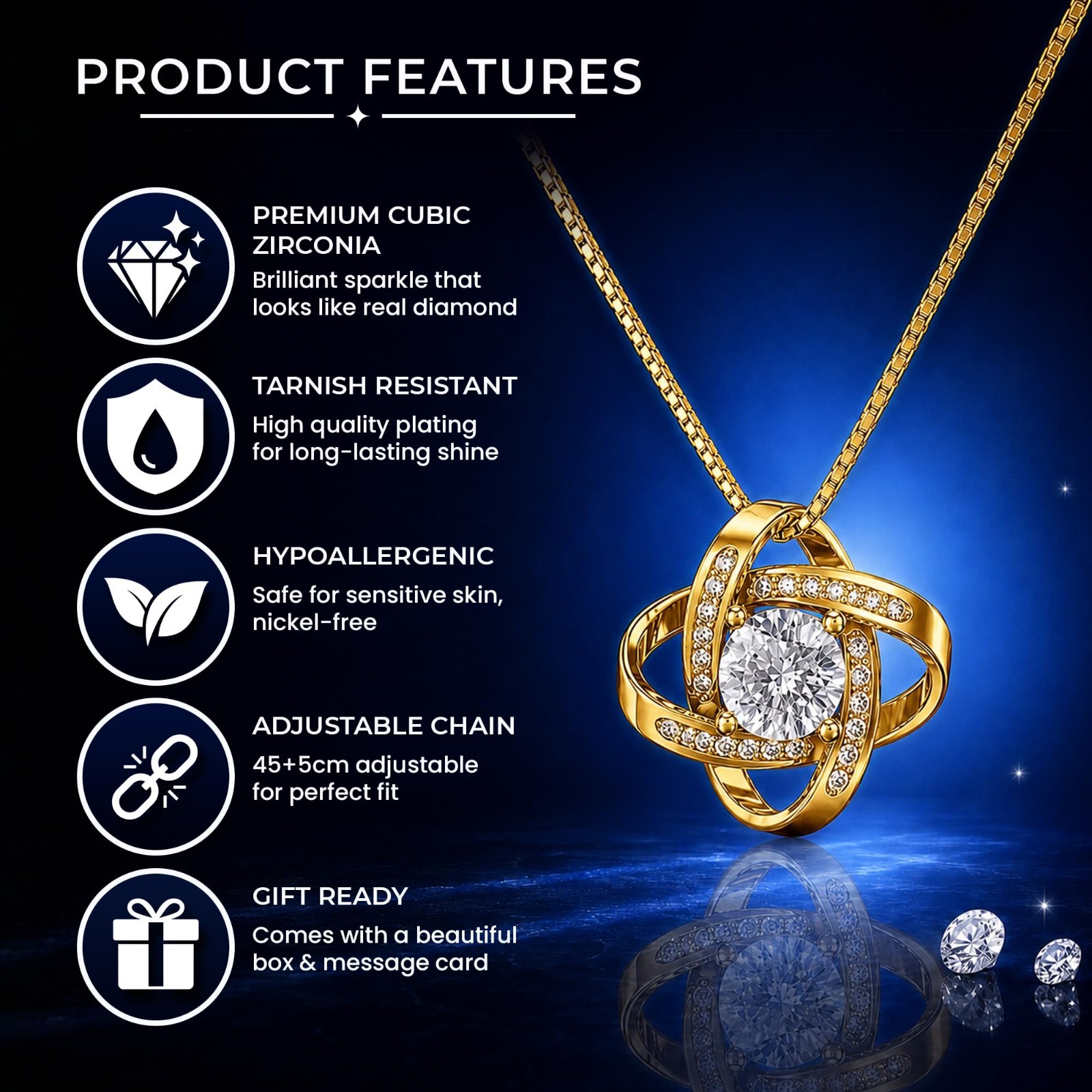Daughter Necklace from Dad | Gold CZ Pendant Jewelry Gift | Birthday Graduation