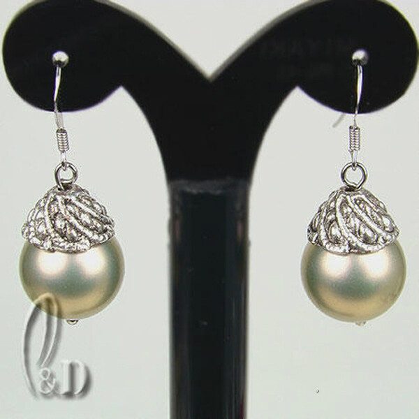 AU STOCK CHIC 12MM LARGE MULTIPLE COLOUR SEA SHELL PEARLS SILVER EARRINGS EA009