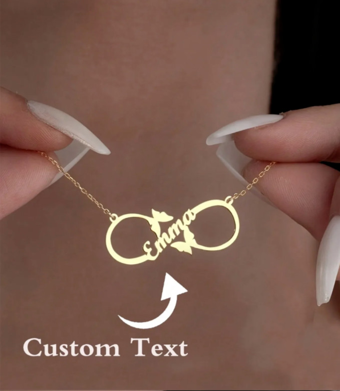 Personalized Name Double Butterfly Necklace Charm Pendant Wedding Jewelry Gift