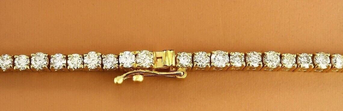 25 Ct Round Cut Lab-Created Diamond Tennis Necklace 14K Yellow Gold Plated