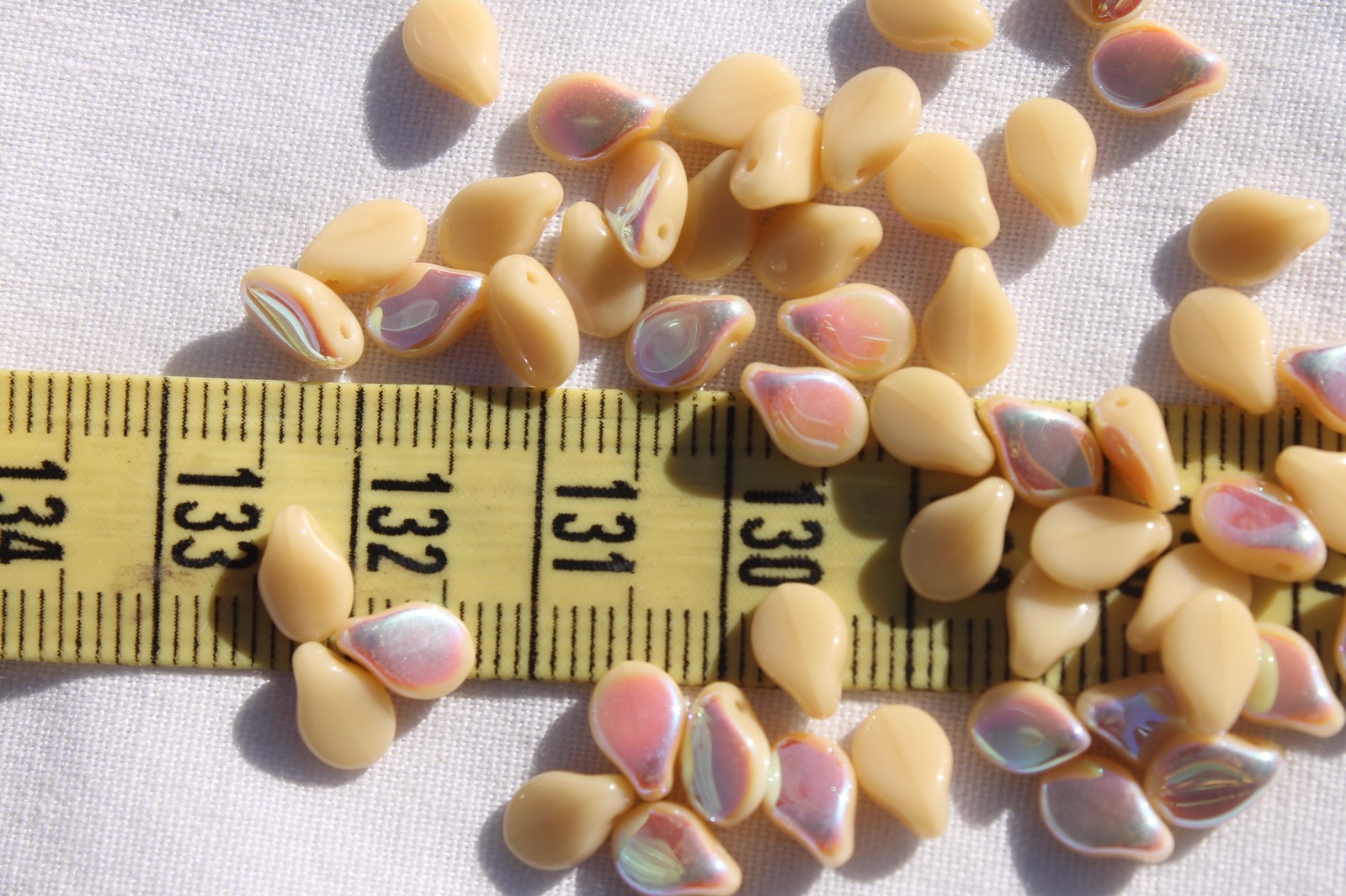 5x7mm Pip Preciosa Czech Glass Beads # 551-L Opaque Tan AB 50pcs