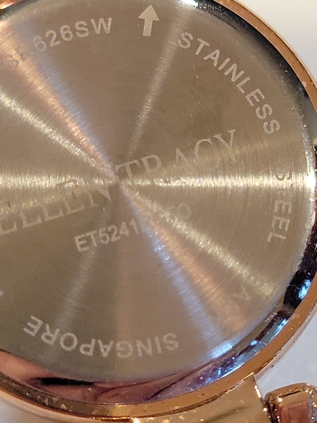 Ellen Tracy Womens Watch Rose Gold Rhinestone Accent
