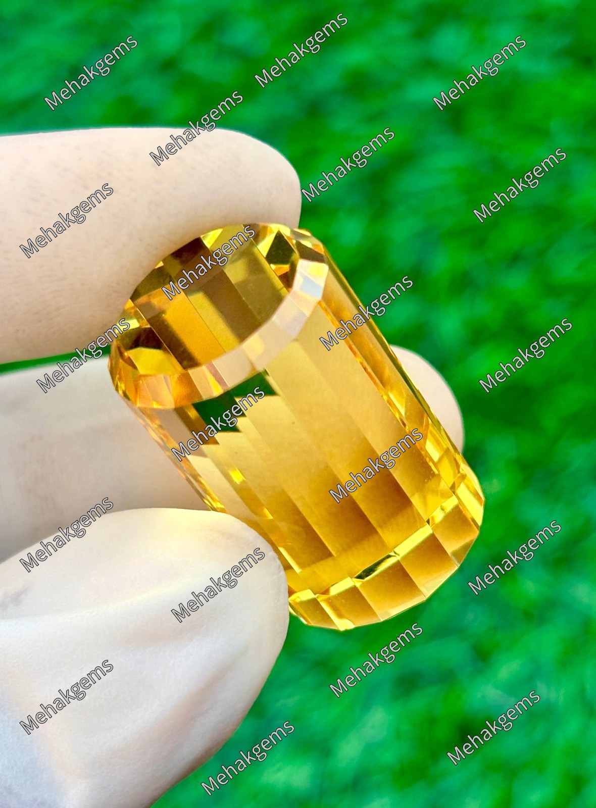 Large 98 Ct Citrine Gemstone, Pendant Size Cube Shape, Golden Yellow , November
