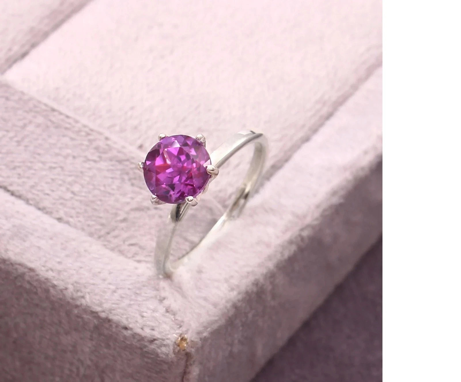 Certified 10 Ct Natural Alexandrite Round Gemstone Ring – Crafted 925 Silver