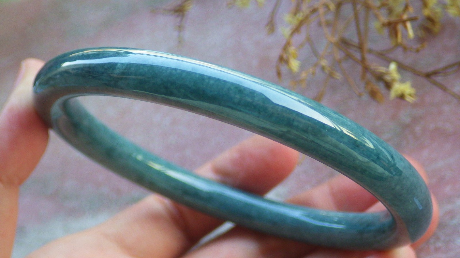 Video Certified Natural A JADE JADEITE Circle Bangle Bracelet 69 mm 134027