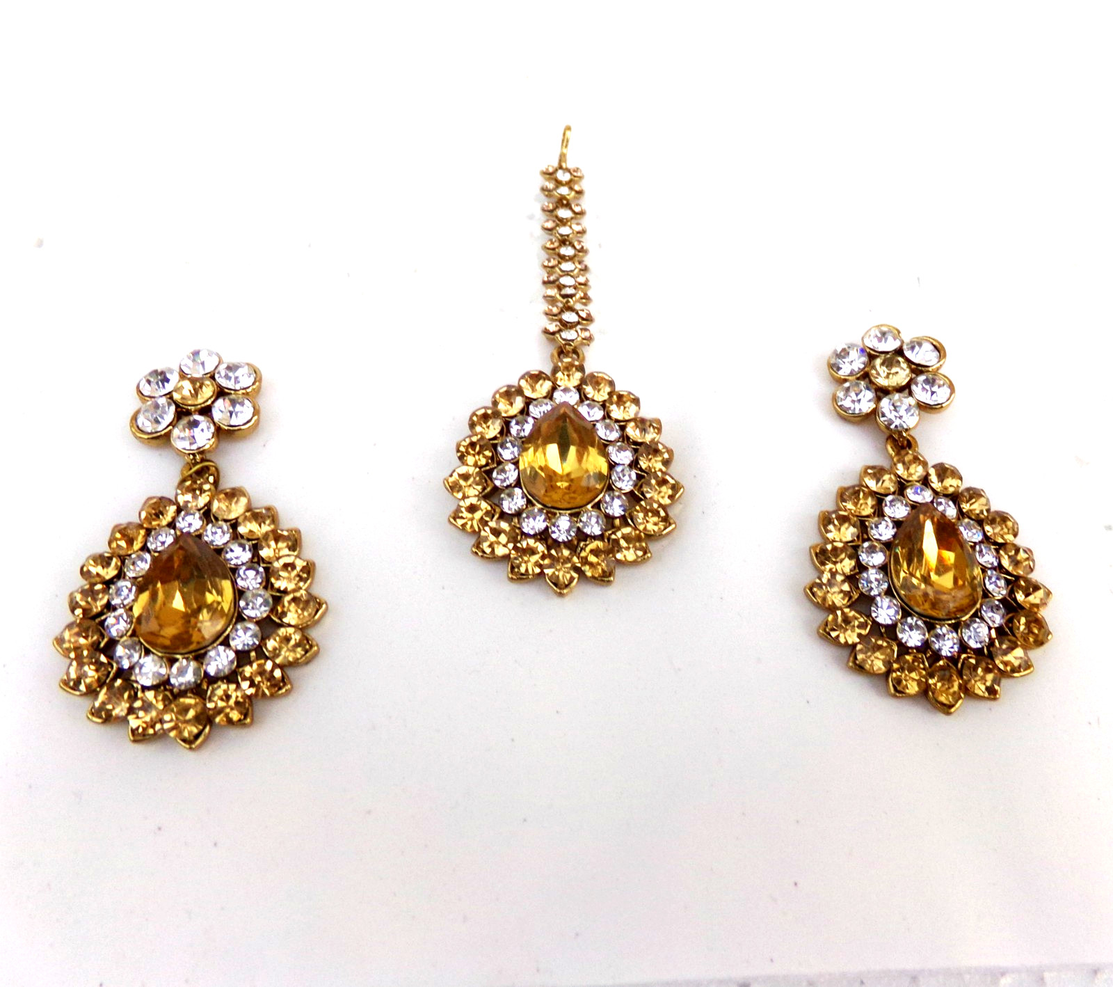 Indian Bollywood Women Tikka Earrings Traditional Set Ethnic Gold Plated Jewelry