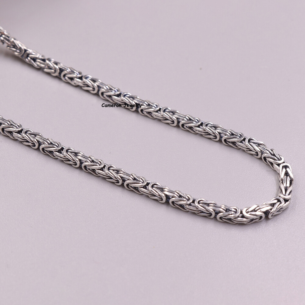 Solid S925 Sterling Silver Chain 2.5mm Byzantine Link Necklace 17-18g 19.6inch