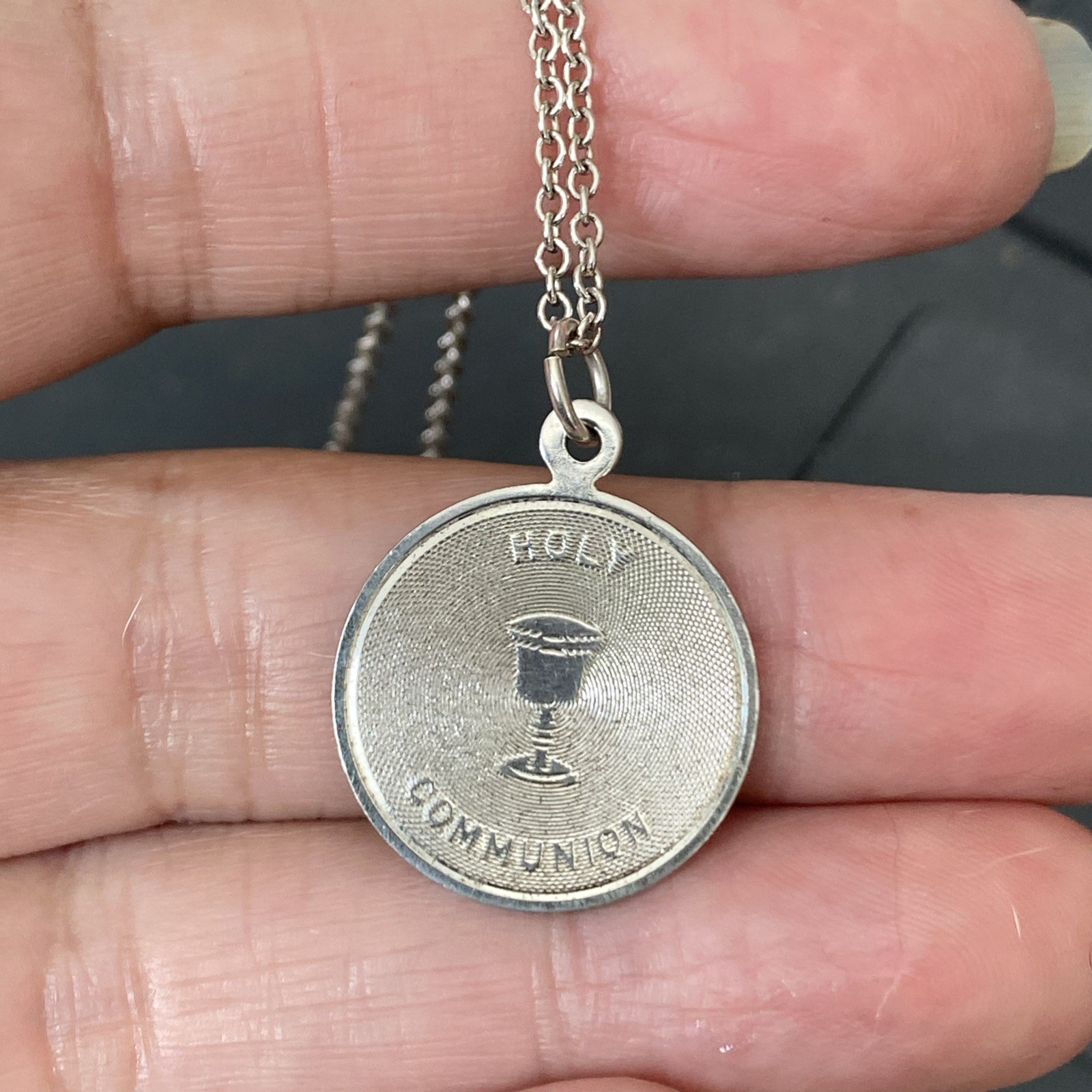 Vintage First Communion Sterling Silver Pendant Necklace 16″ 925