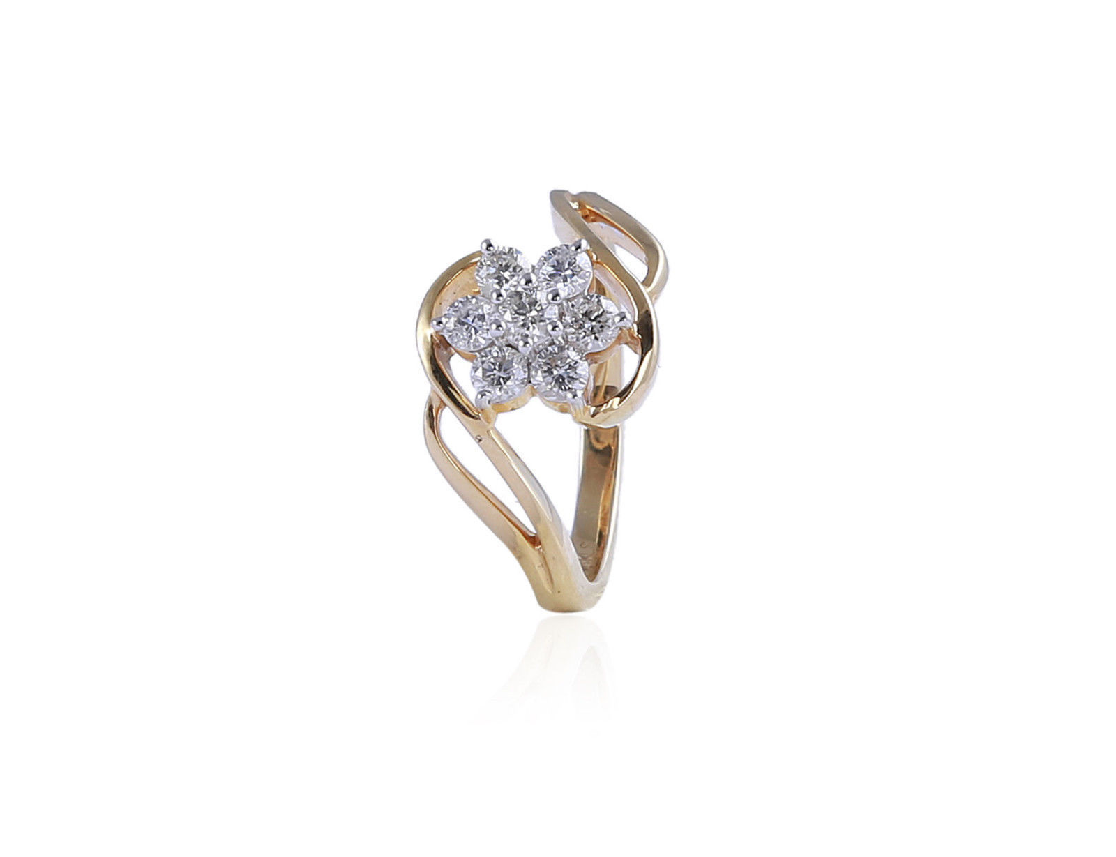 Pave 0.55 Cts Round Brilliant Cut Diamonds Engagement Ring In 750 Fine 18K Gold
