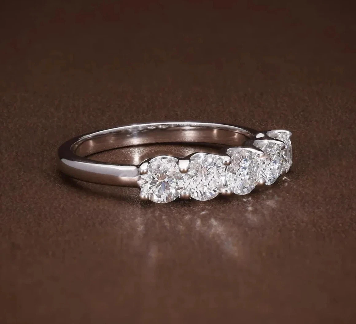 2.50 Ct Round Natural Diamond Eternity Wedding Band 14K White Gold Size 5 6 7 8