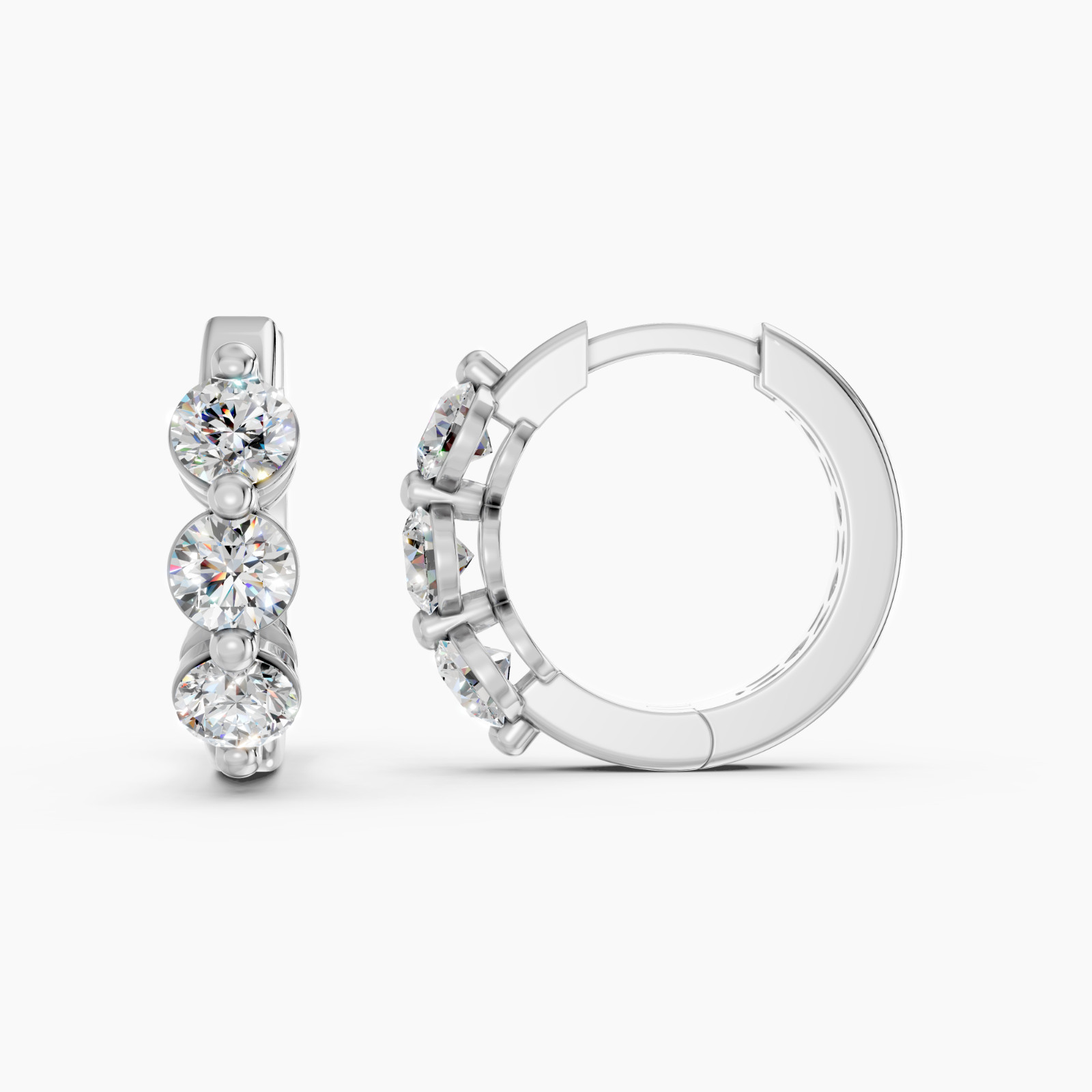 1.45 Carat Round Cut Moissanite Stone Hoop Earring in Sterling Silver for Women