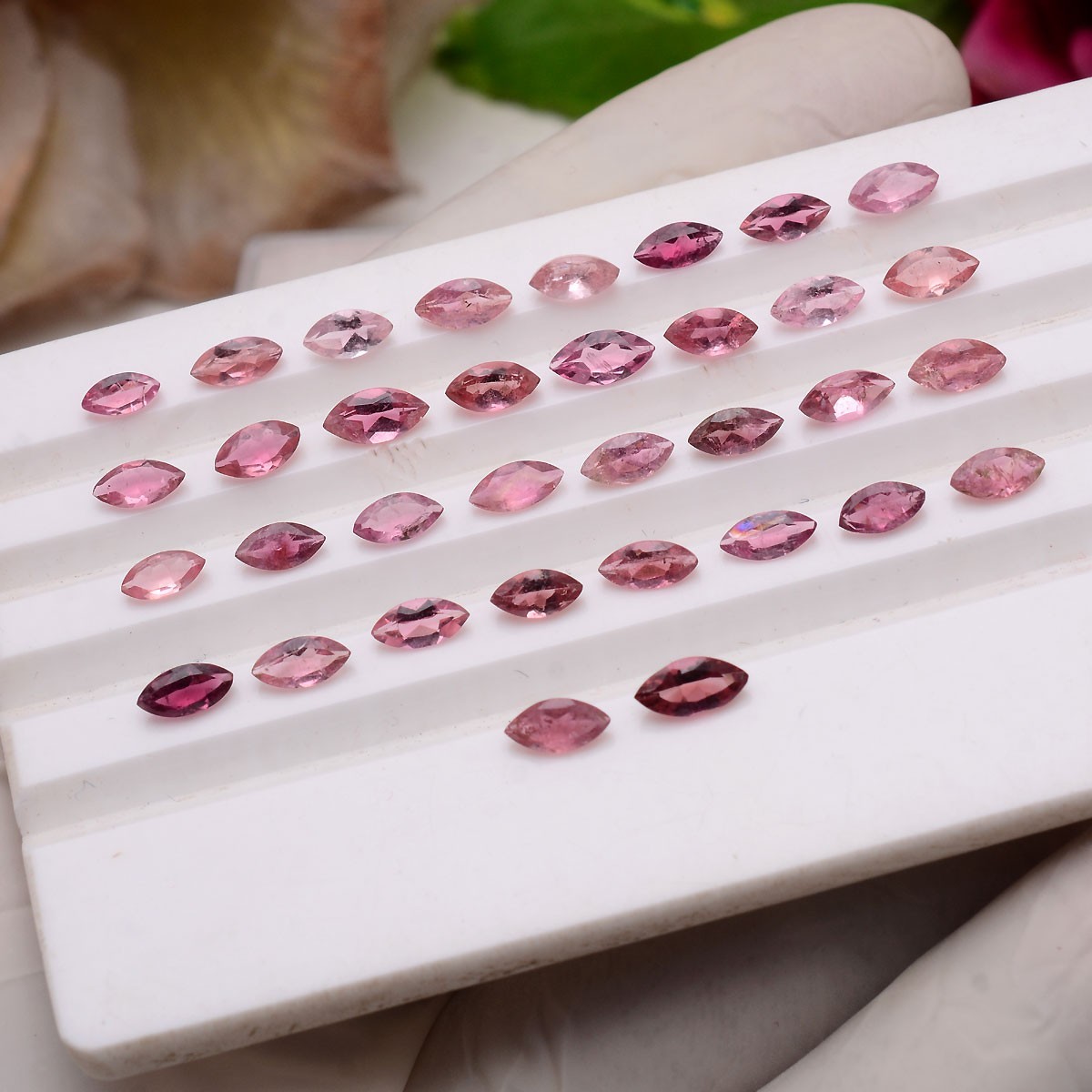 Set 33 Pcs Natural Pink Tourmaline 5mm-6mm Marquise Cut Untreated Gemstones Lot