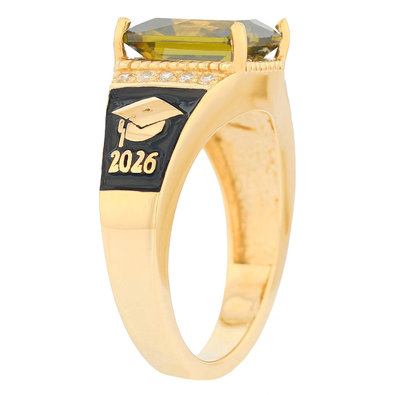10k or 14k Yellow Gold Simulated August Birthstone 2026 Heavy Graduation Ring