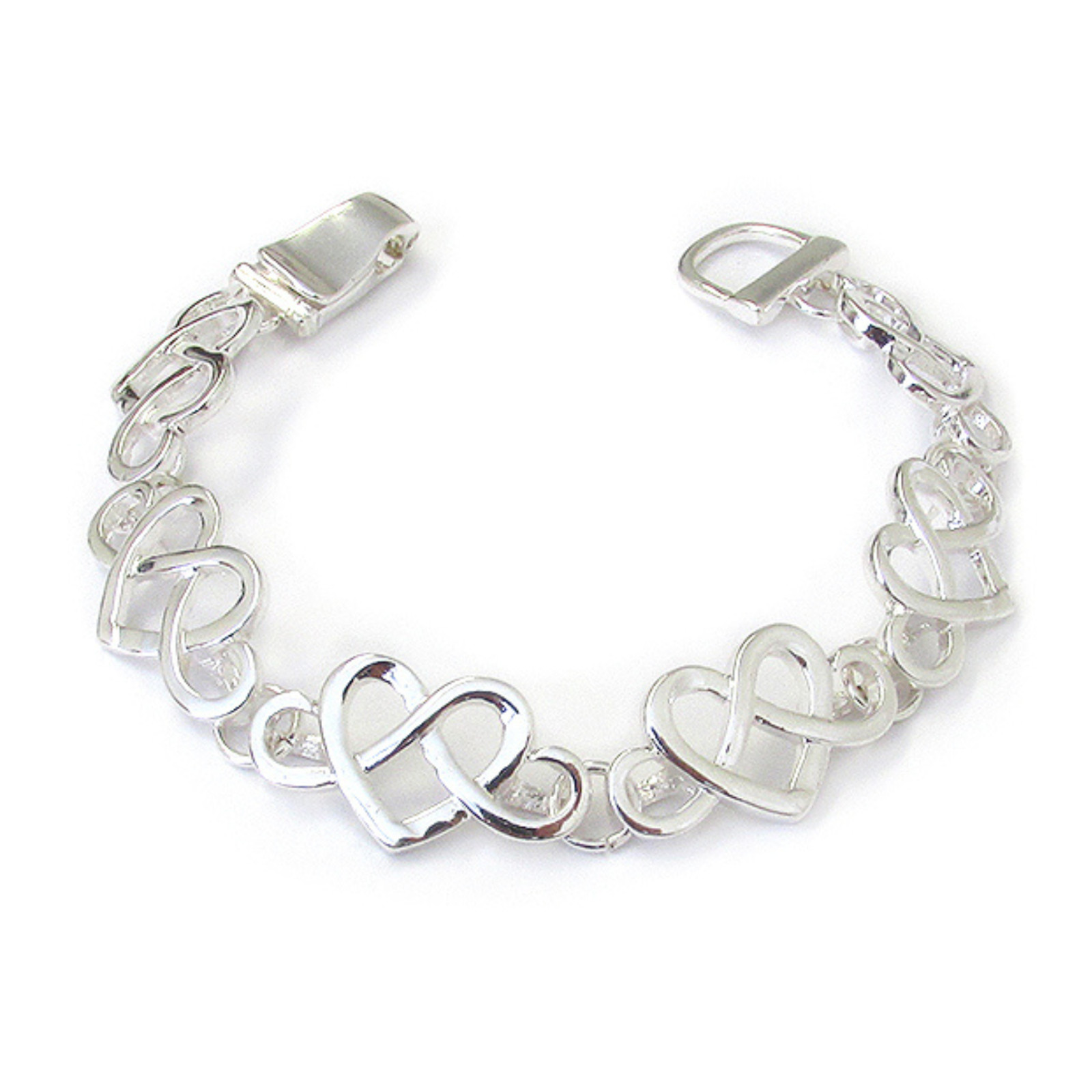 Multi Heart Magnetic Chain Bracelet Sterling Silver