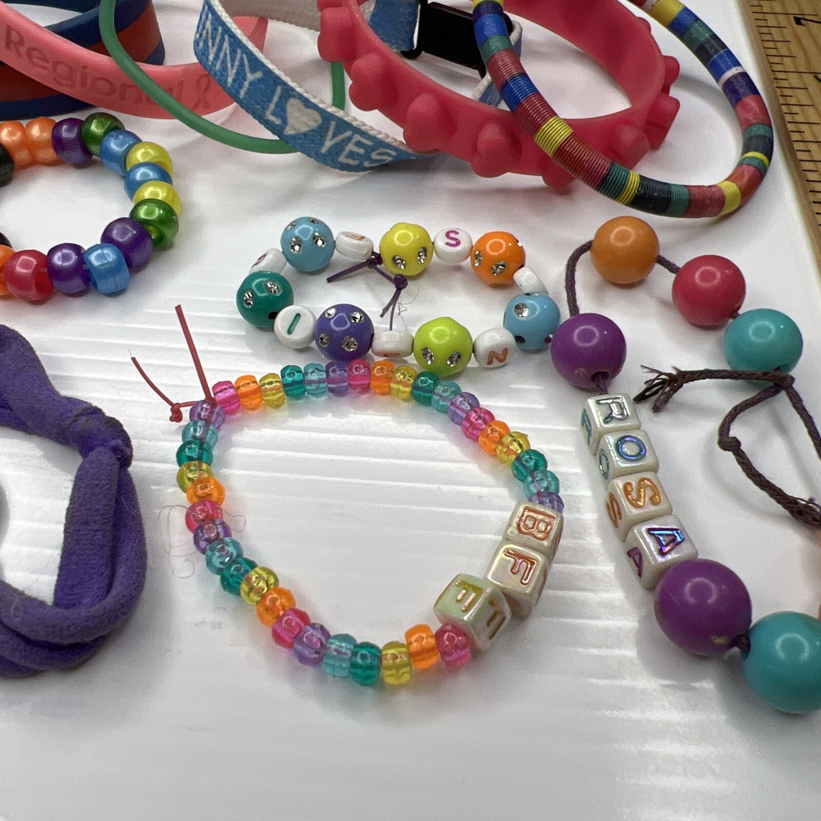 H1 Lot silicone girls Unisex kids bangles bands Retro bracelets