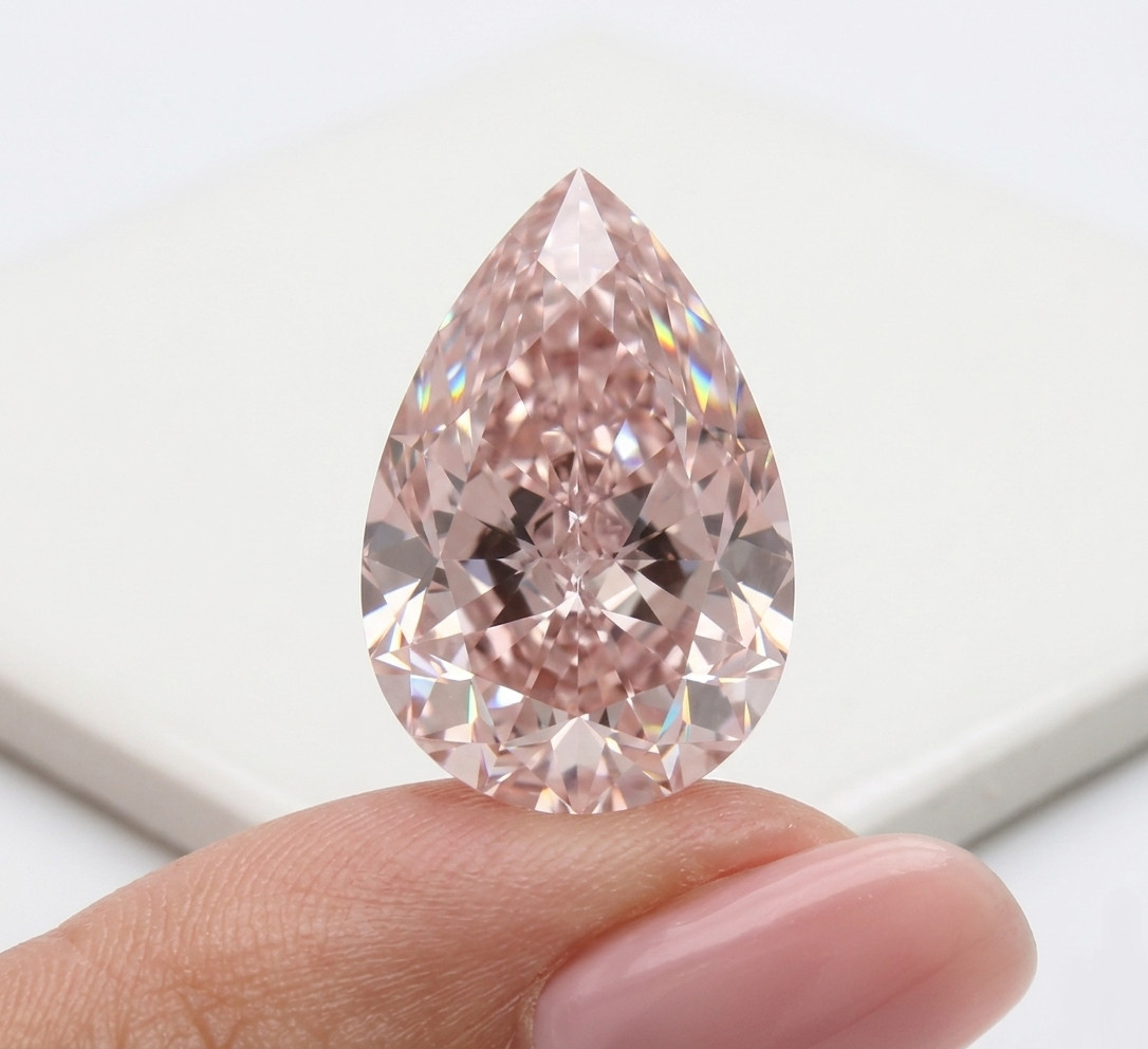 8x6mm Pink Pear Cut CVD Lab Grown Diamond IF Clarity | Certified Loose Gemstone
