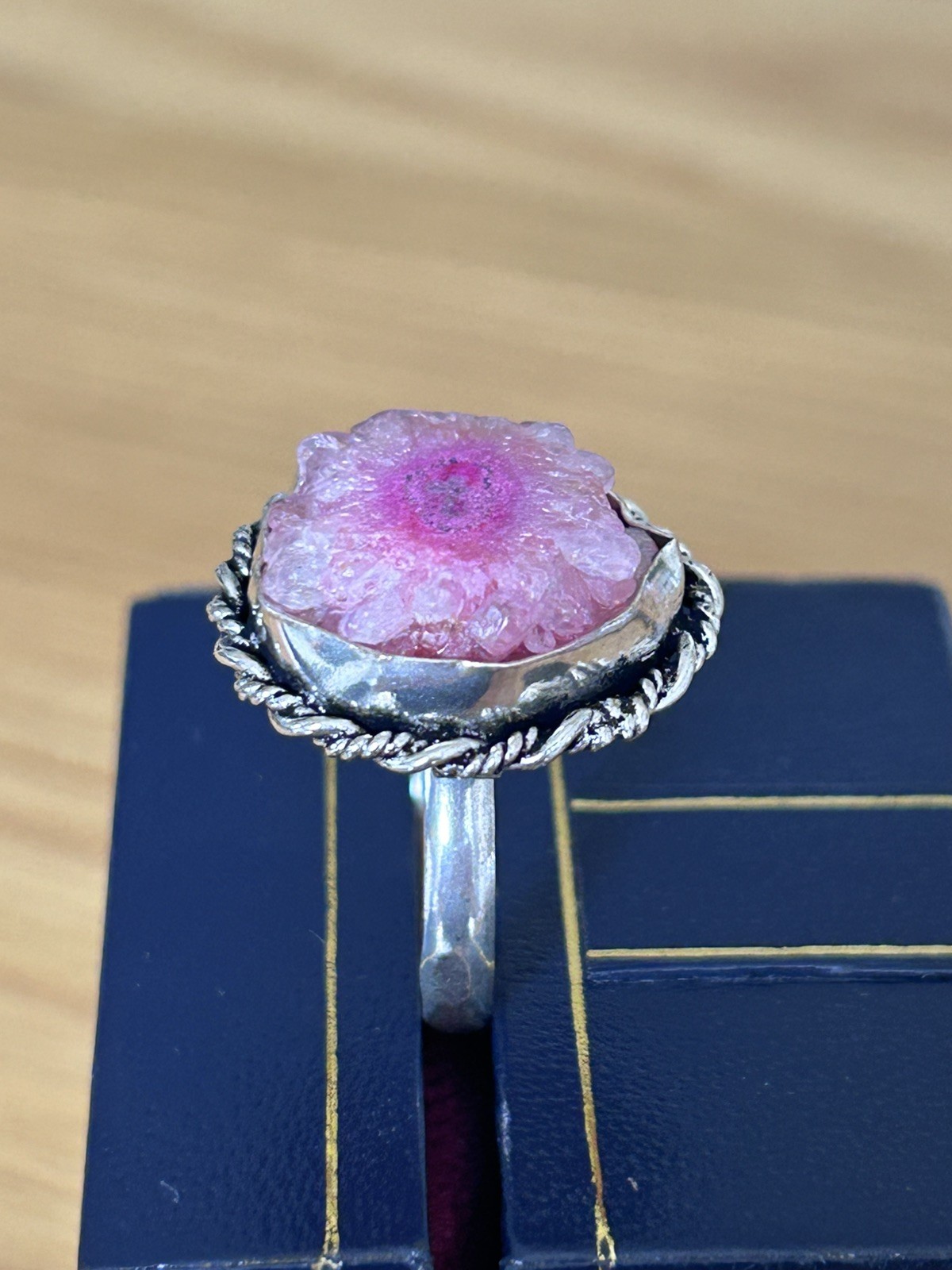 925 Silver‑plated cocktail ring size P 1/2
