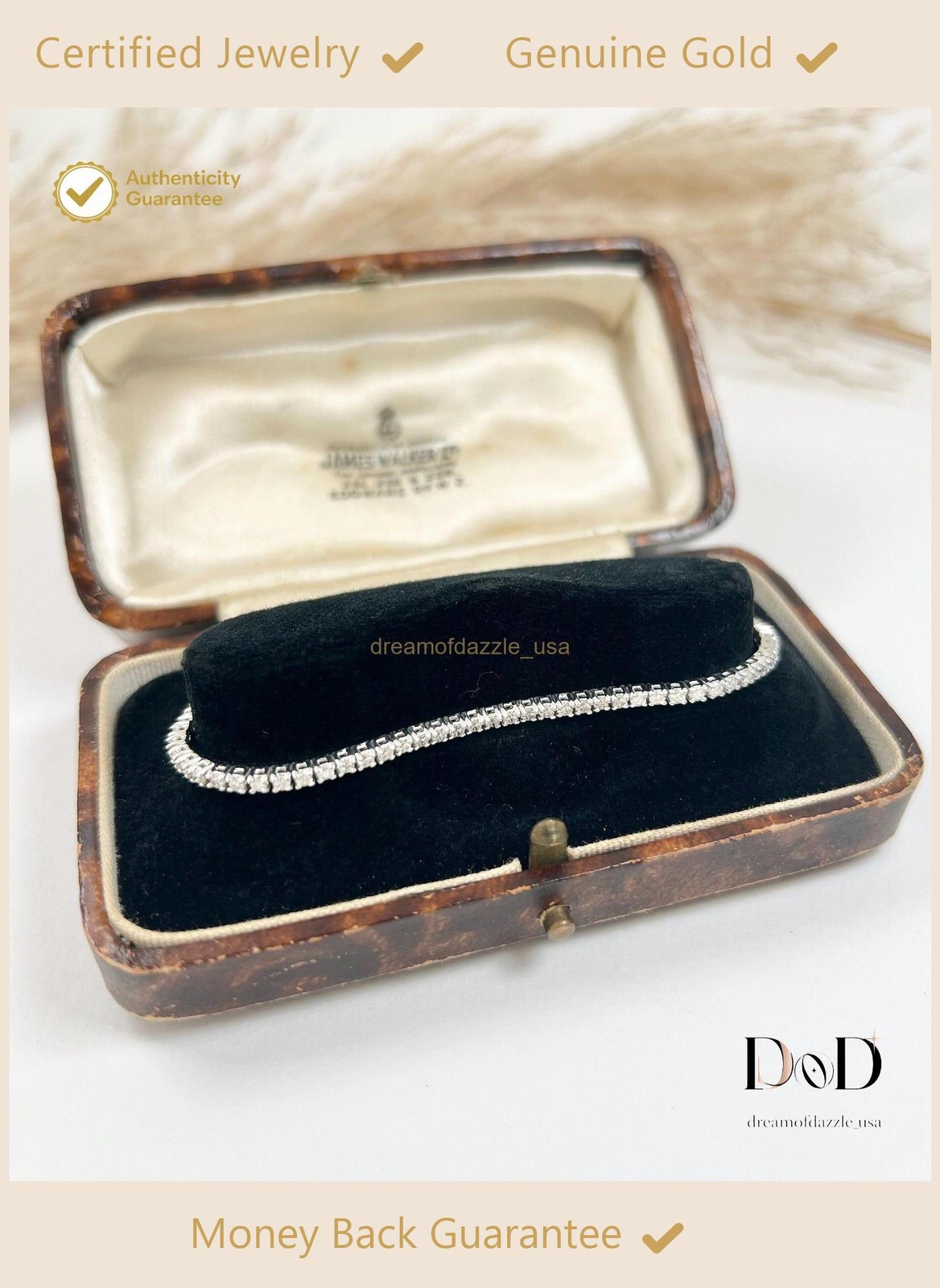 Round Natural Diamond Gift for Birthday Wife Tennis Bracelet 14k White Gold