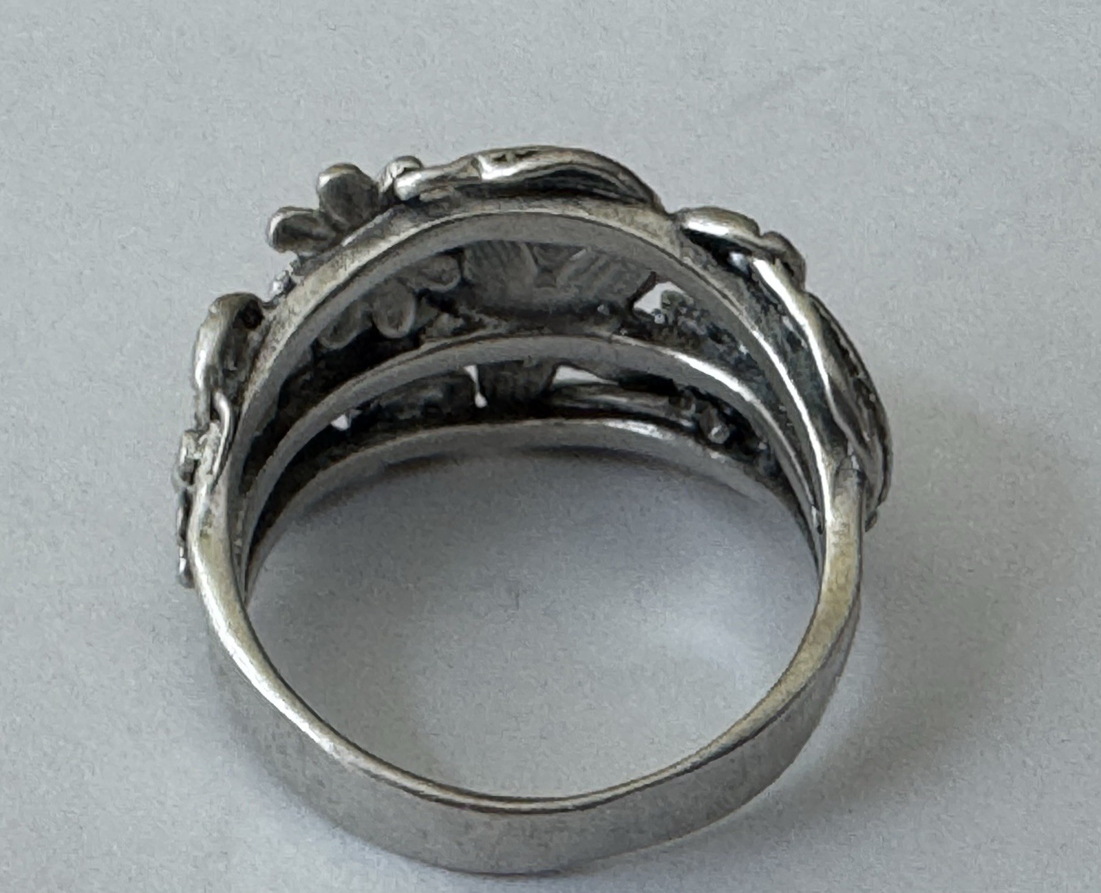 Fantastic Signed PZ Paz Israel Floral Leaf Cluster Sterling Silver Size 6 Ring