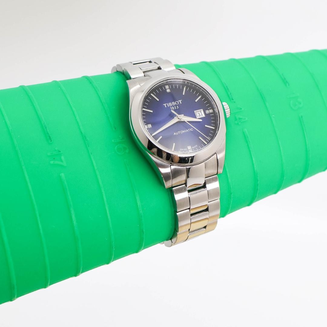 Working TISSOT wristwatch automatic date 8P diamond blue transparent back 3751