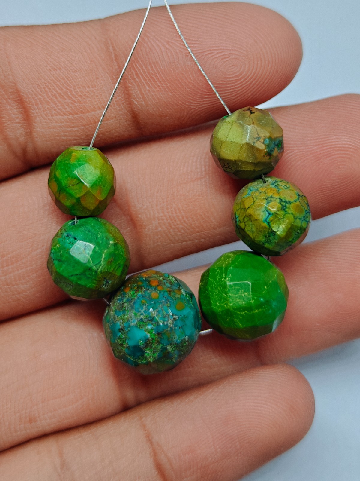 Genuine Natural Turquoise Faceted Round Beads, Loose Hubie Gemstone For Jewelry