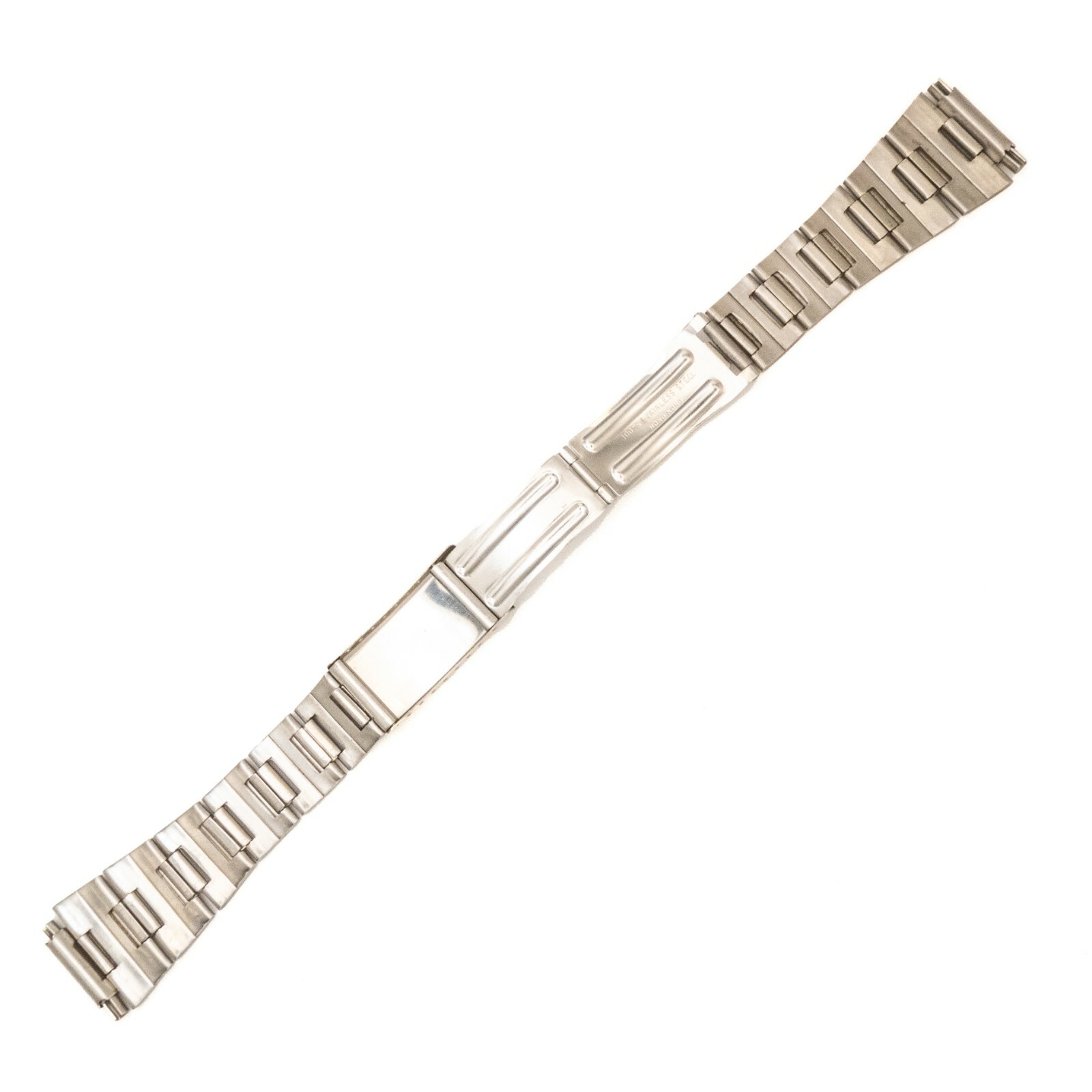 Vintage 15.9 mm – 22.3 mm adj. width s.s. wristwatch bracelet w/trifold clasp