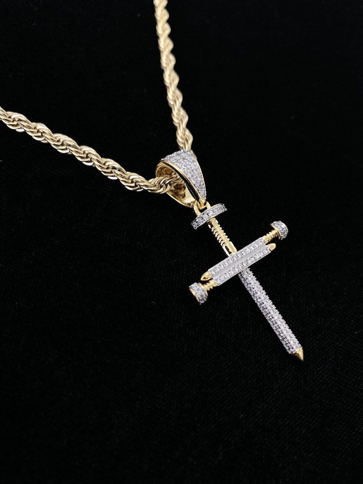 Real 18K Gold Lab Diamonds CROSS Pendant Chain Necklace *LIFETIME WARRANTY*