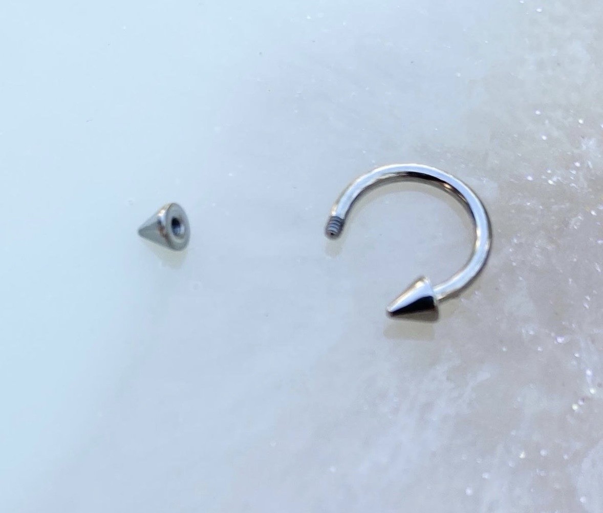 Spike Horseshoe Hoop. 18G, 16G, 14G, 12G, 10G. Titanium. Silver, Black, or Gold.
