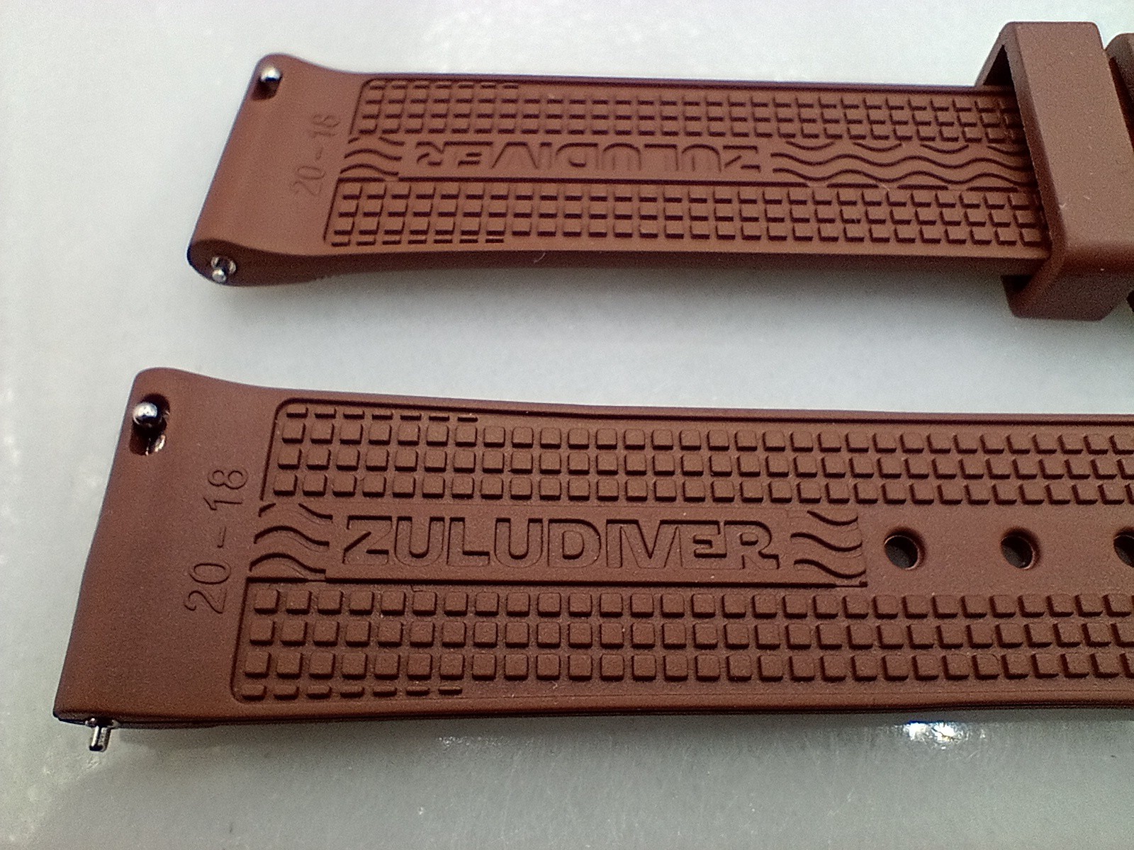 New 20mm Watchgecko Zuludiver HNBR Rubber Watch Strap Brown Quick Release 6B428