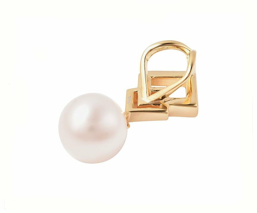 Wedding/Anytime White Edison Pearl Gold-Plated 925 Silver Double-Square Pendant