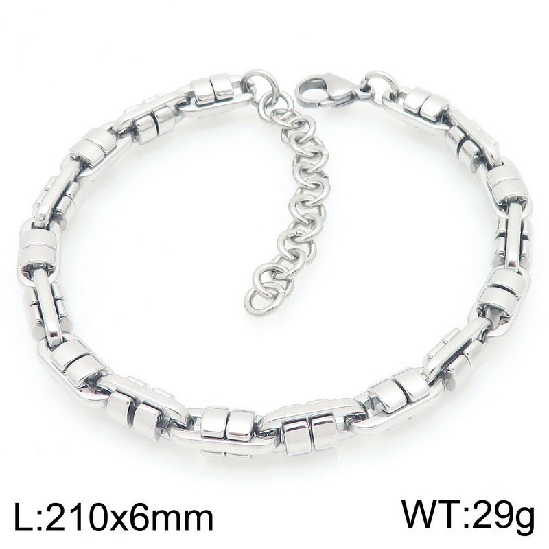 Mens Double gear spliced Link Chain stainless steel men’s bracelet 6mm 8.26inch
