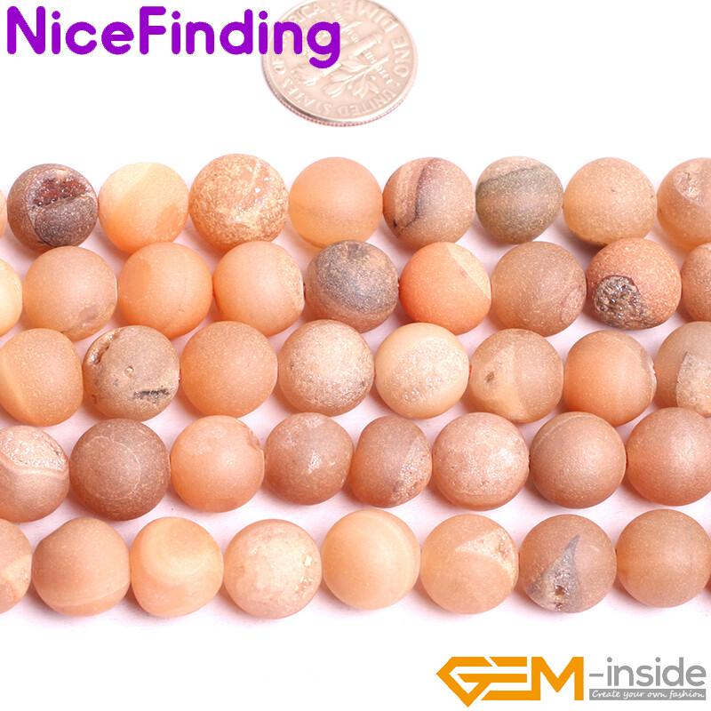 Agate Quartz Beads Druzy Stone Metallic Titanium Coated Jewelry Making 15’’