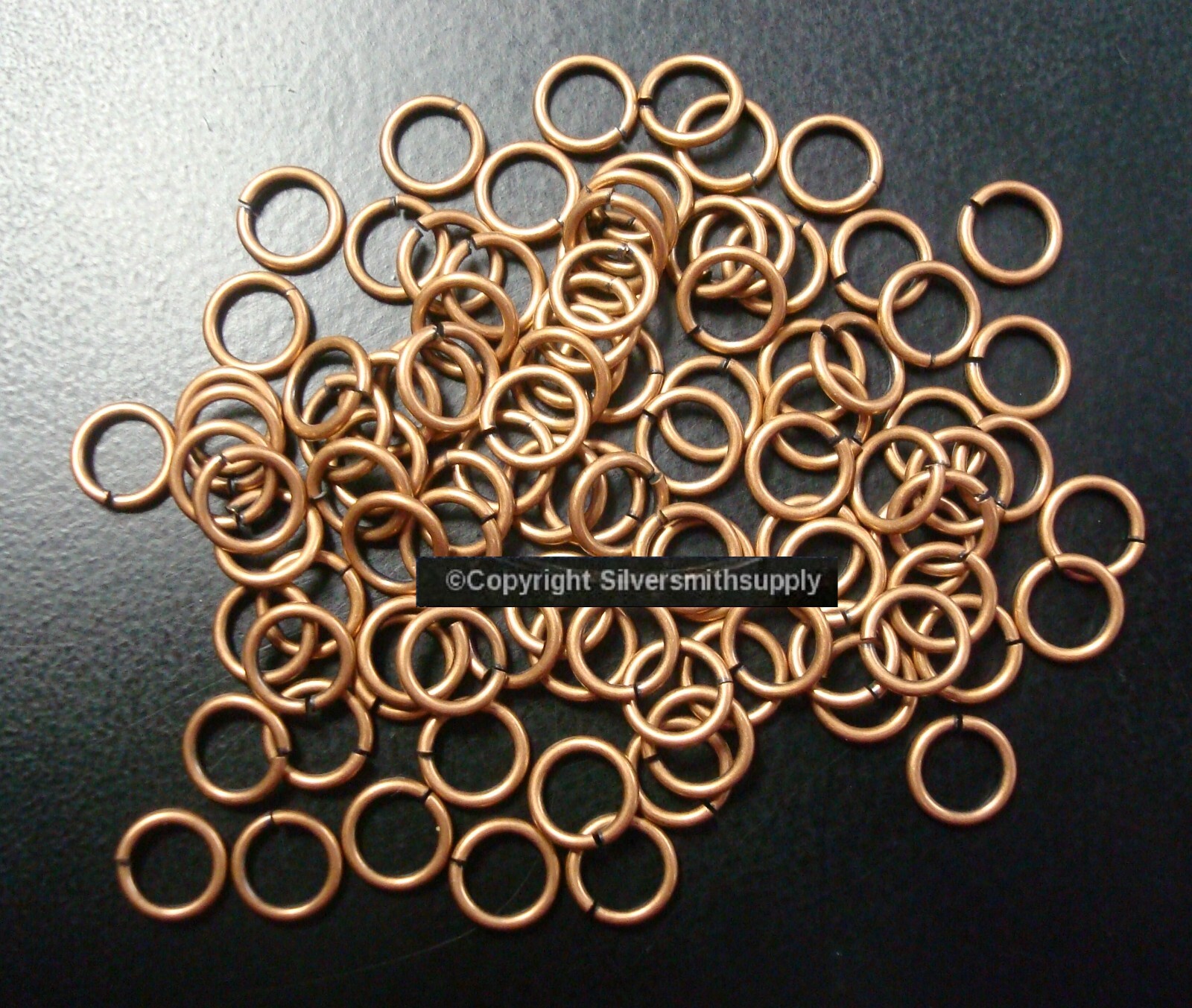 100 Heavy Ant. Copper pltd 18 Ga 7mm round open jump rings attach charms FPJ097
