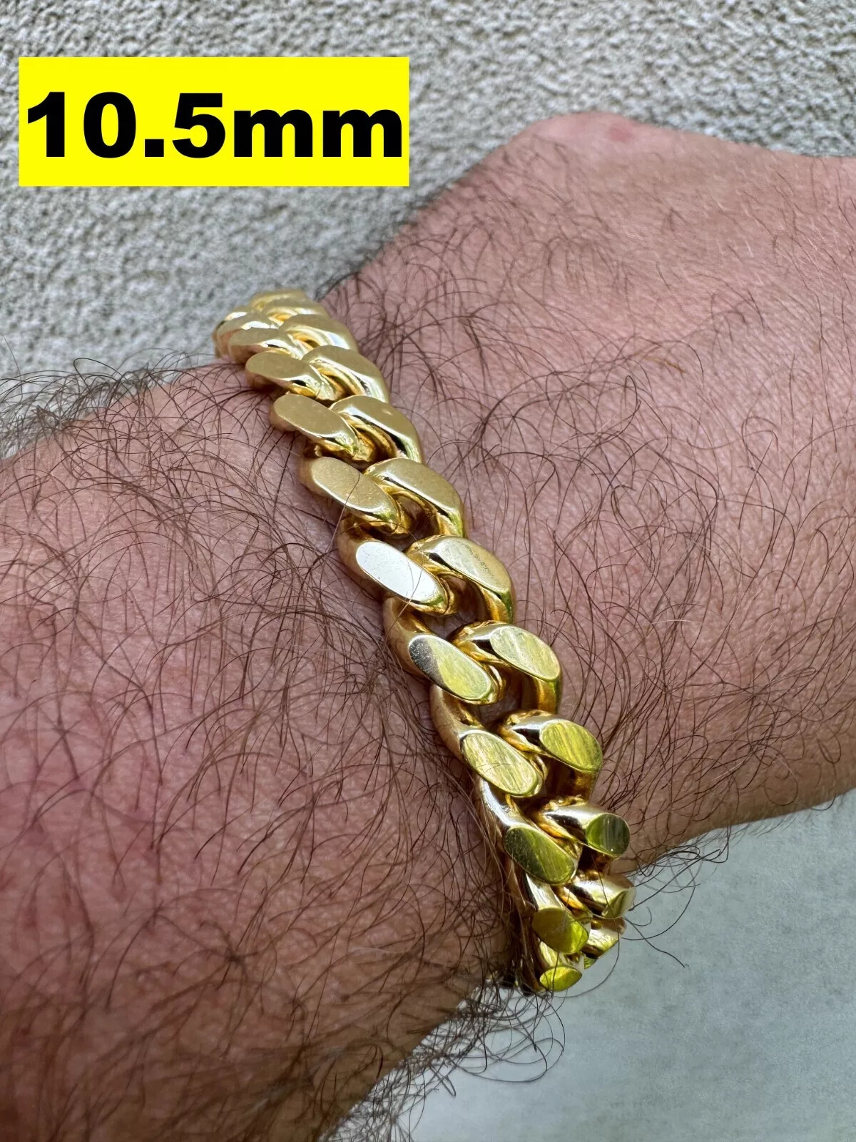 Miami Cuban Link Chain Bracelet 14k Gold Plated Solid 925 Silver Box Lock ITALY