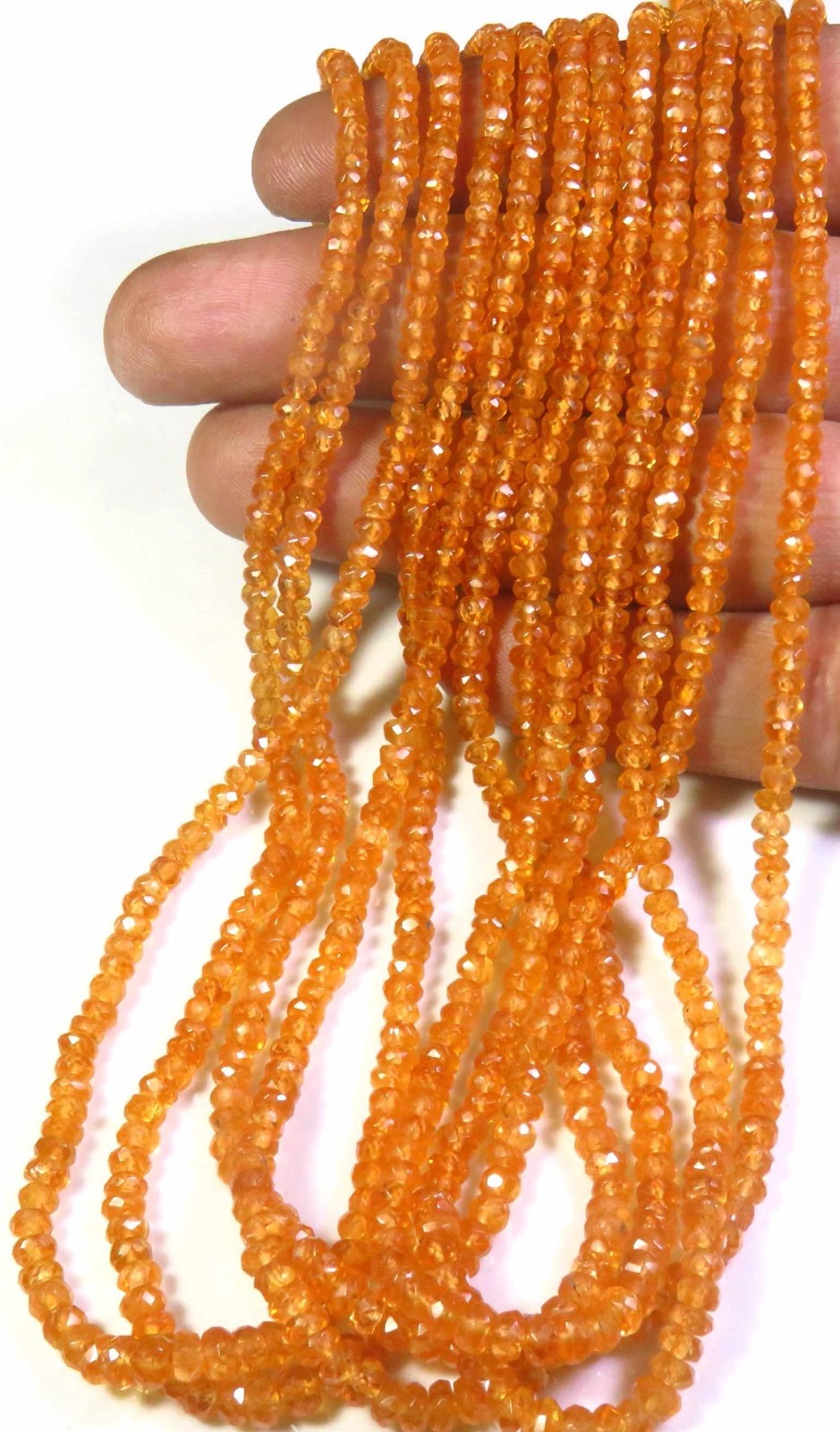 Natural Fanta Garnet Faceted Rondelle Spessartine Beads 8″Strand 2.5-4mm LC-1922