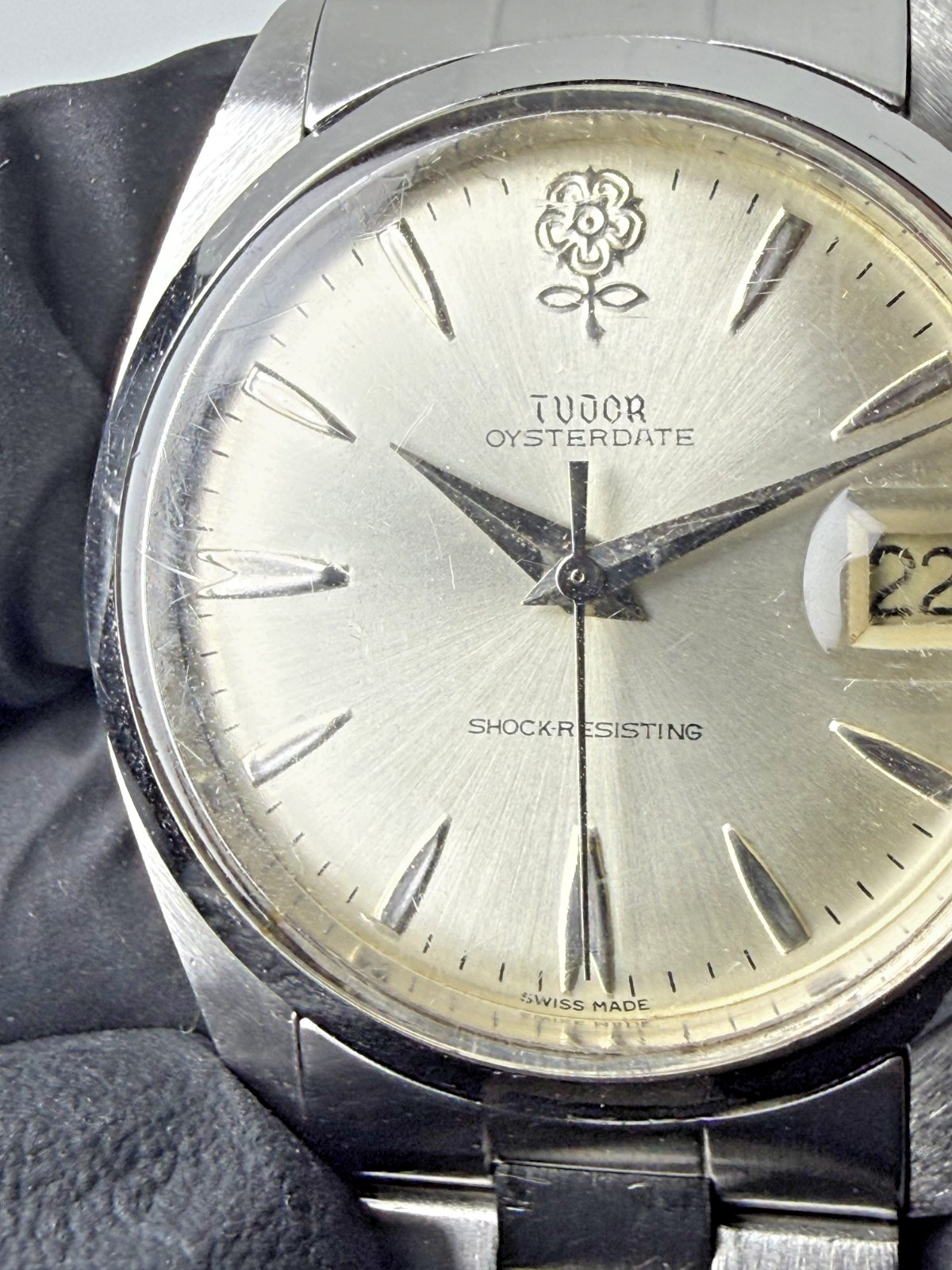TUDOR Oyster Big Rose 7962 Manual Wind Silver Dial Vintage Watch