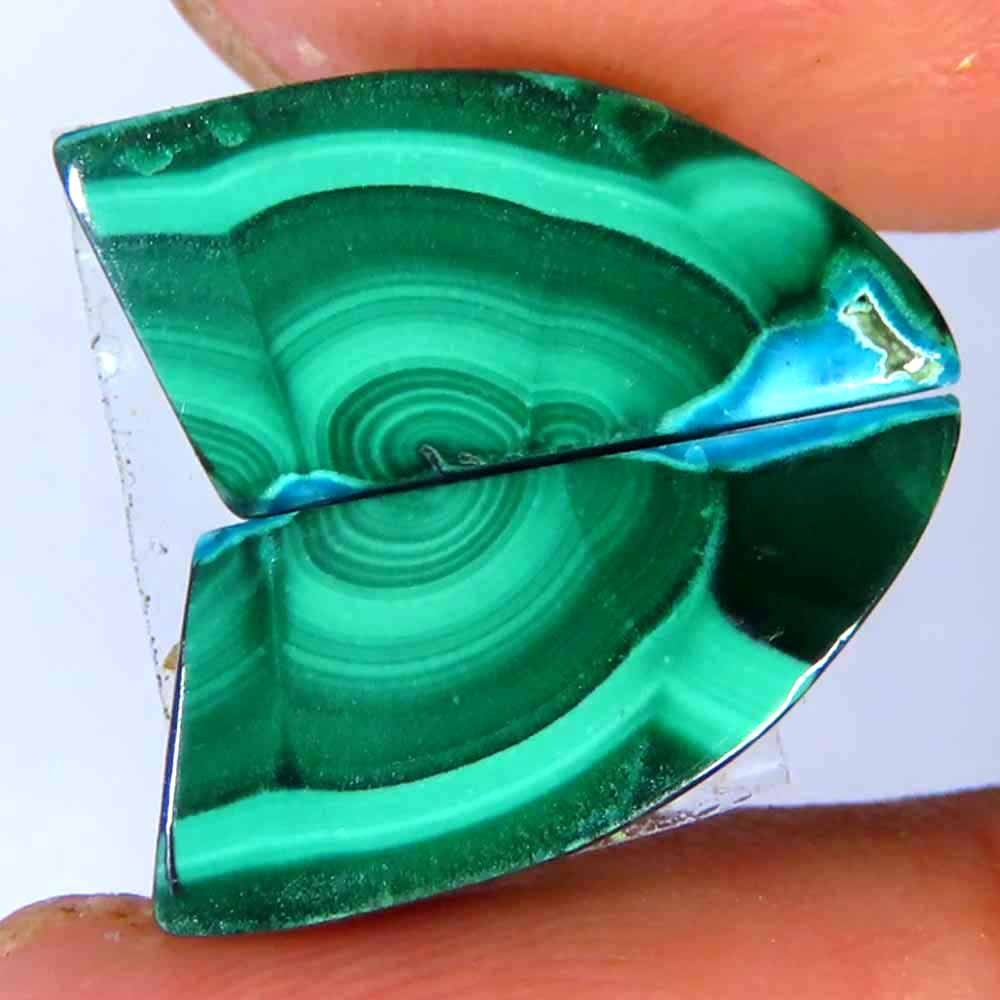 13.90Cts.100%Natural Chrysocolla Malachite Fancy Matched Pair 8x17x3mm Gemstone