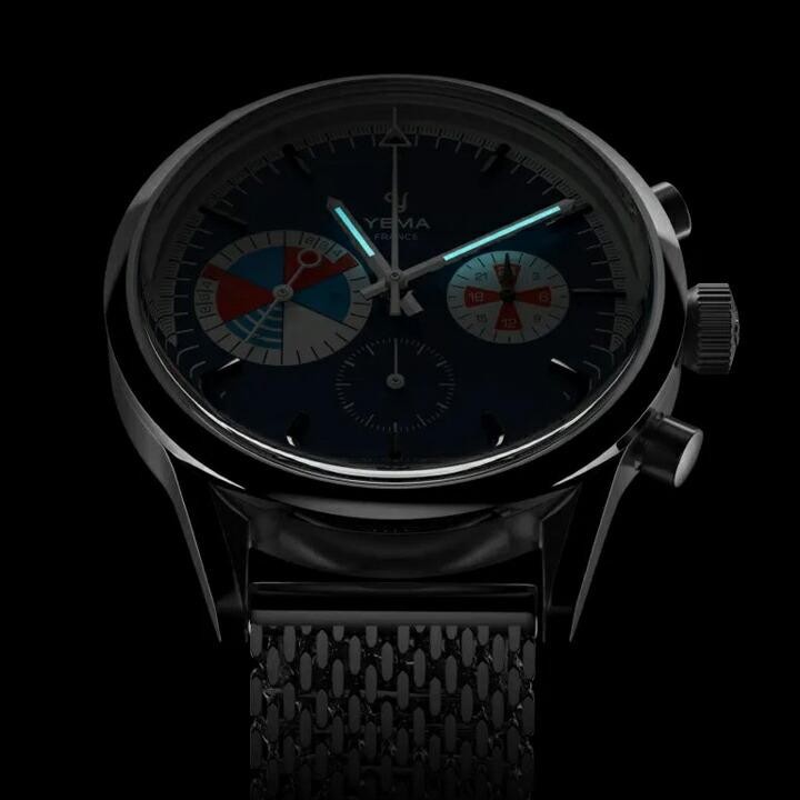 Yema Yachtingrough Mecha-Quartz Chronograph YMHF1583-GM Blue Dial Men`s Watch