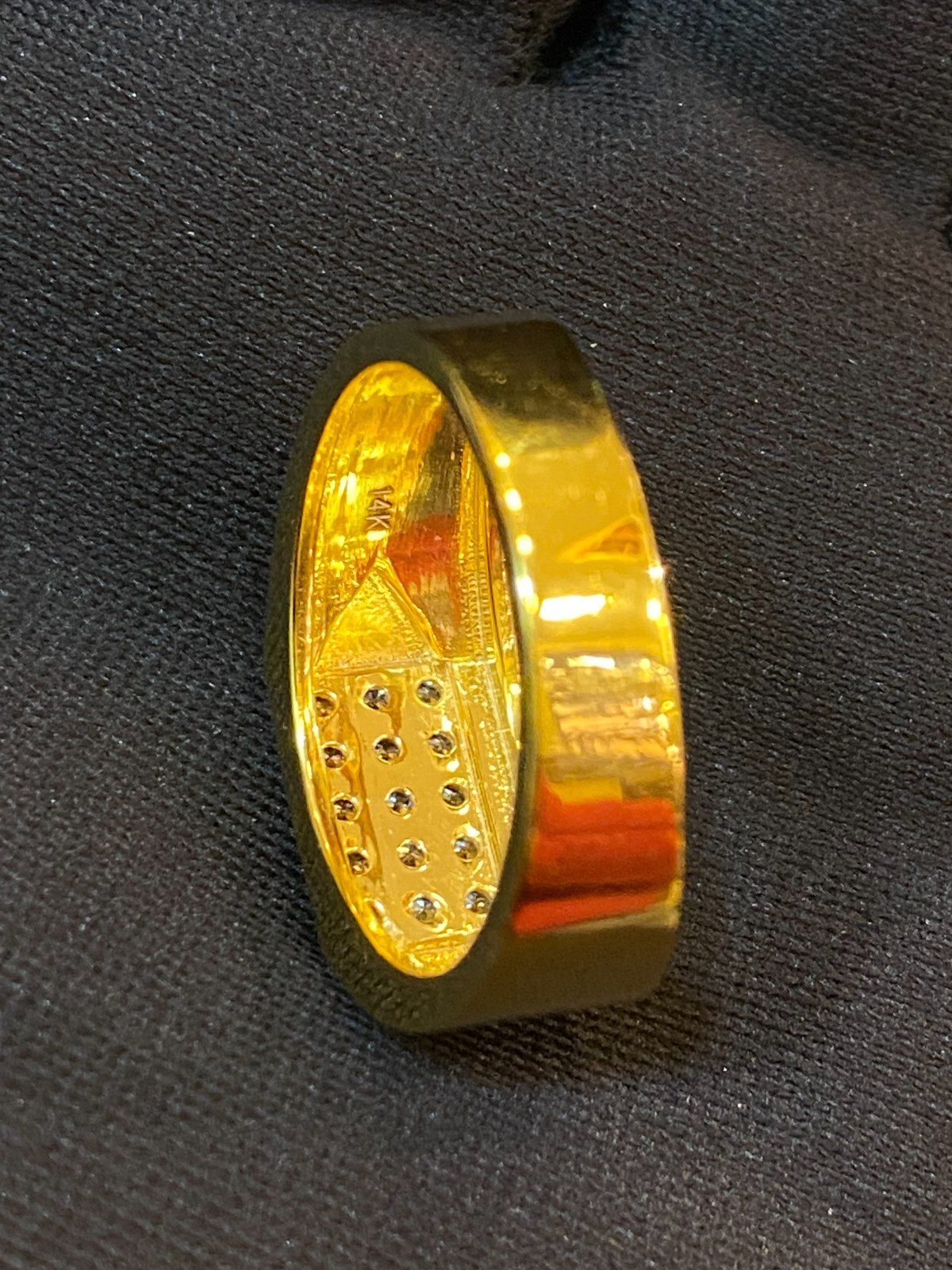 Pave 0.70 Cts Round Brilliant Diamonds Men’s Anniversary Band Ring In 14K Gold