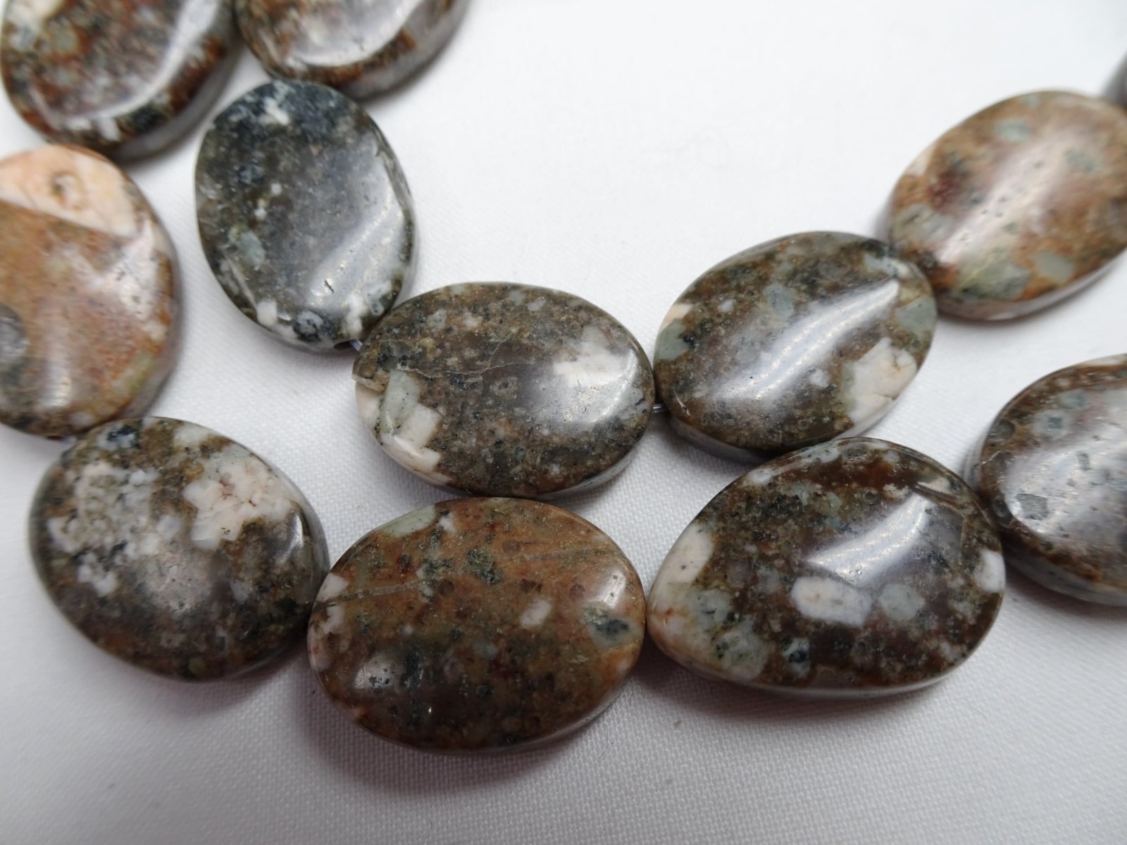 13 1/2″ Str Natural Flower Jasper Oval Stone Beads 17-17.5mm Long A61 DNG