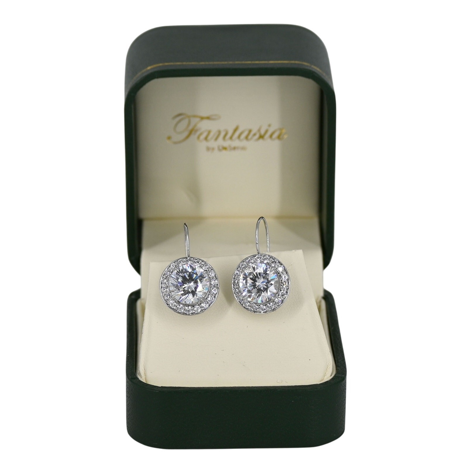 Fantasia by DeSerio Round Cubic Zirconia Elegant Drop Earrings With Box