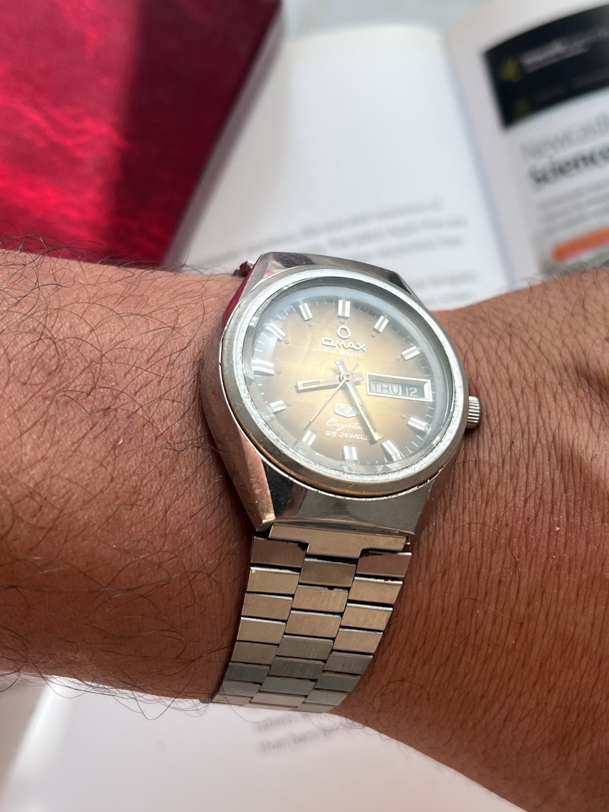 Omax Automatic Day/Date 25 Jewels Brown Dial