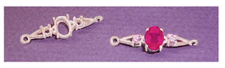 7x5mm Oval Accented Sterling Silver Pre-Notched Bracelet Link