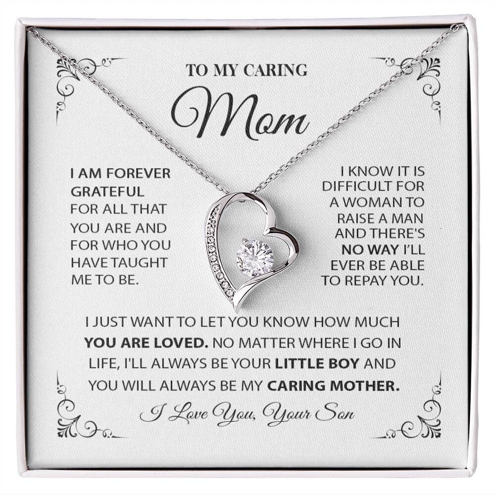 To My Caring Mum Necklace, Mother’s Day Gift from Son, Birthday Day Gift For Mum